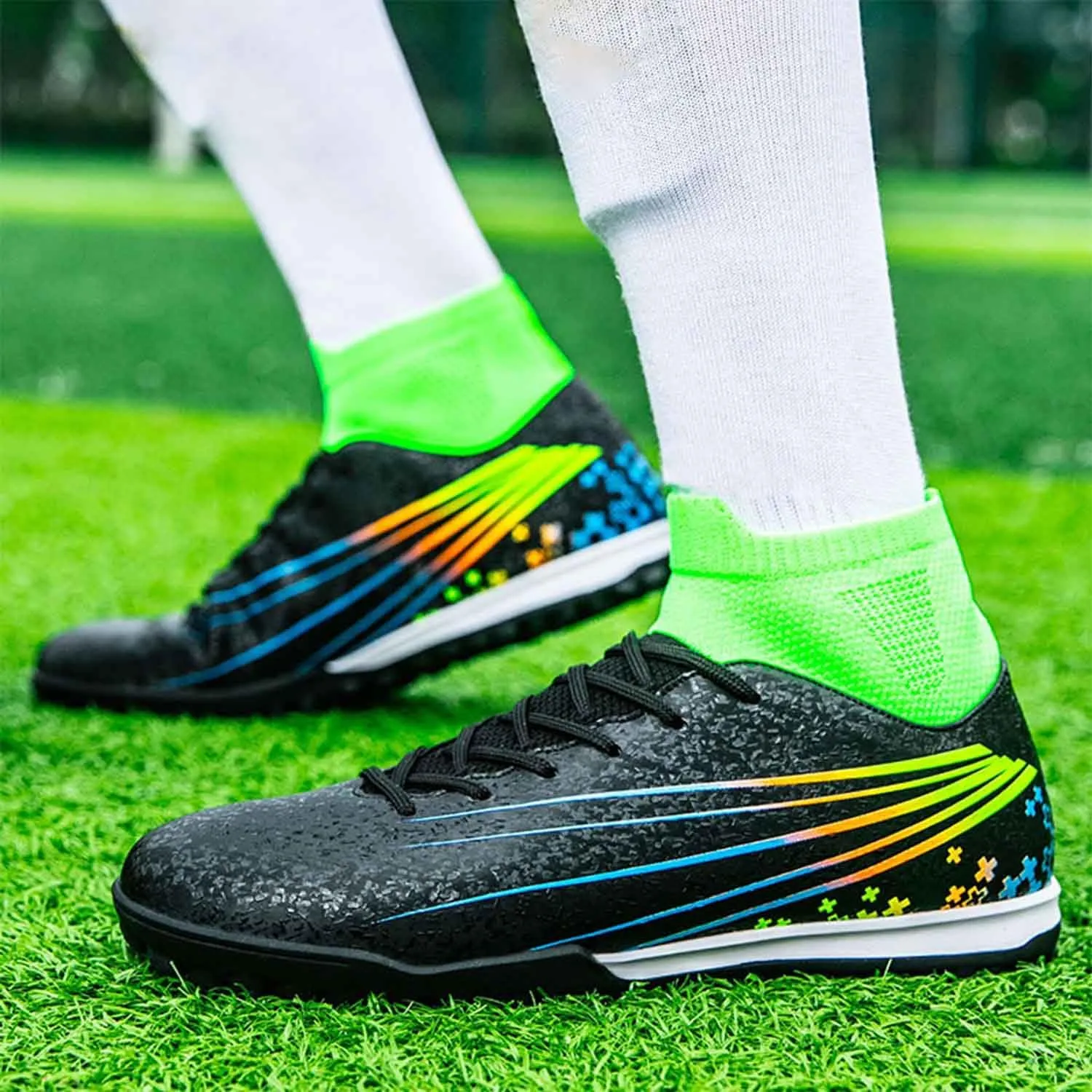 MEBAMY Unisex High top Soccer Boots Cleats Outdoor Athletic Sneaker Turf Football Shoes Spikes Indoor Youth Soccer Shoes
