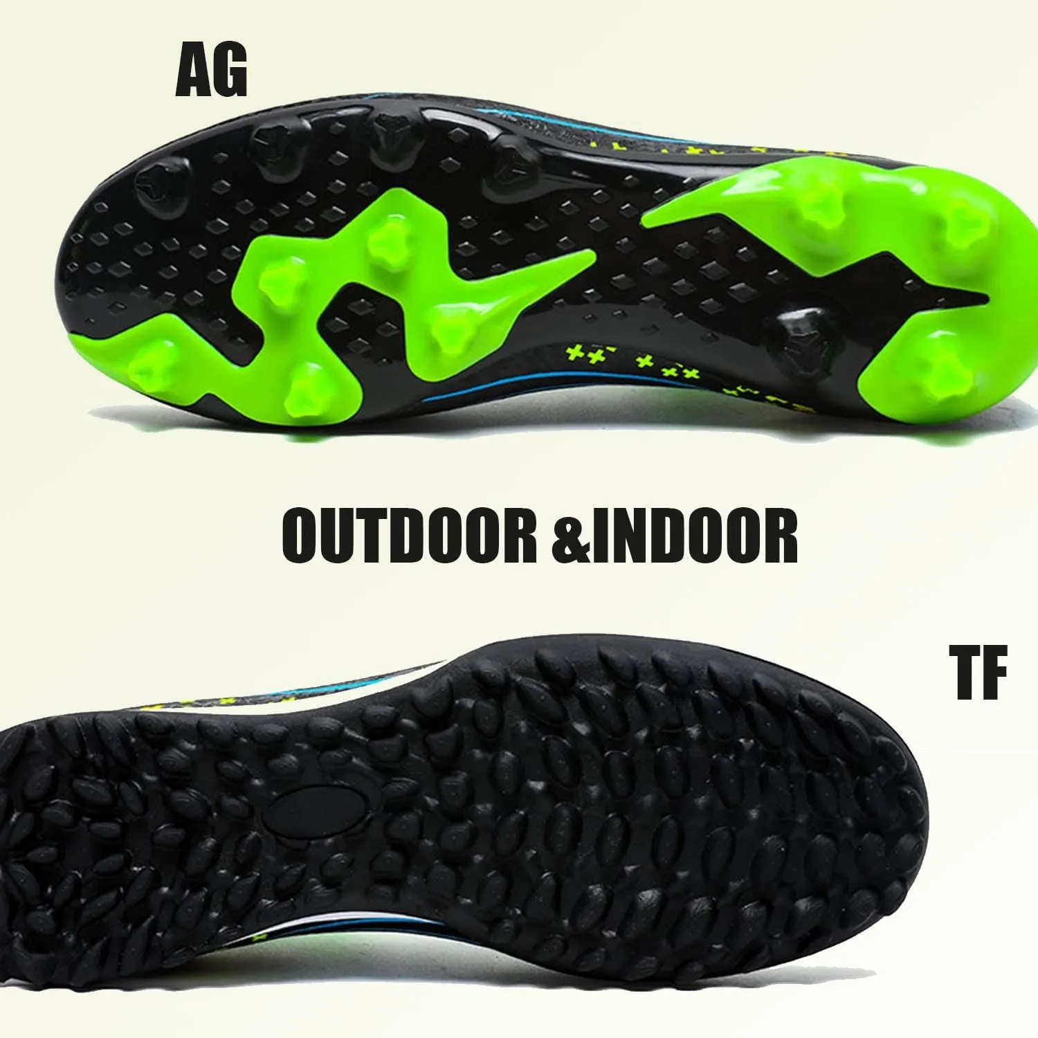 MEBAMY Unisex High top Soccer Boots Cleats Outdoor Athletic Sneaker Turf Football Shoes Spikes Indoor Youth Soccer Shoes