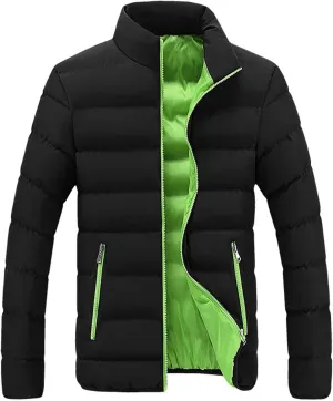 Men Winter Jackets Warm Down Jacket Full Zip Puffer Jacket Quilted Insulated Jacket Warm Puffy Jackets