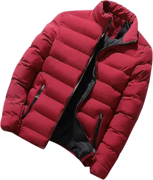 Men Winter Jackets Warm Down Jacket Full Zip Puffer Jacket Quilted Insulated Jacket Warm Puffy Jackets