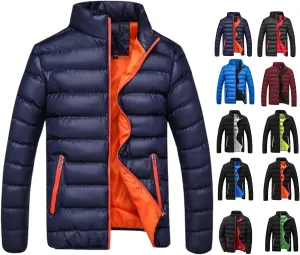 Men Winter Jackets Warm Down Jacket Full Zip Puffer Jacket Quilted Insulated Jacket Warm Puffy Jackets