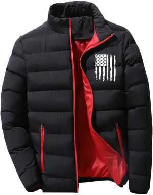 Men Winter Jackets Warm Down Jacket Full Zip Puffer Jacket Quilted Insulated Jacket Warm Puffy Jackets