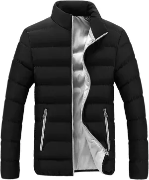 Men Winter Jackets Warm Down Jacket Full Zip Puffer Jacket Quilted Insulated Jacket Warm Puffy Jackets