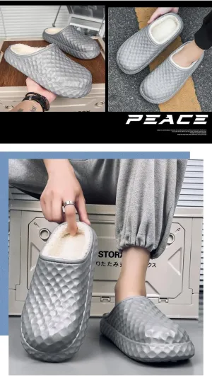 Mens Cushioned Fleece Clogs Garden Waterproof Mules Womens Winter Lined Clogs Shoes Indoor Outdoor Fuzzy Clogs Slipper(Black,11/12)