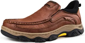 Mens Hands Free Slip On Leather Walking Outdoor Slip-Ins Loafers Work Hiking Causal Shoes