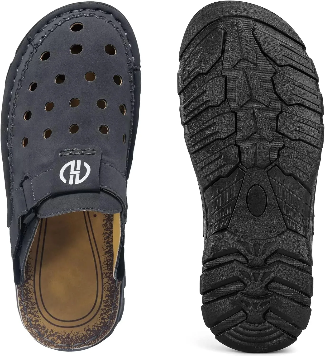 Mens Leather Clogs Mules Summer Slip-on Casual Sandals Soft Leather Thick Sole