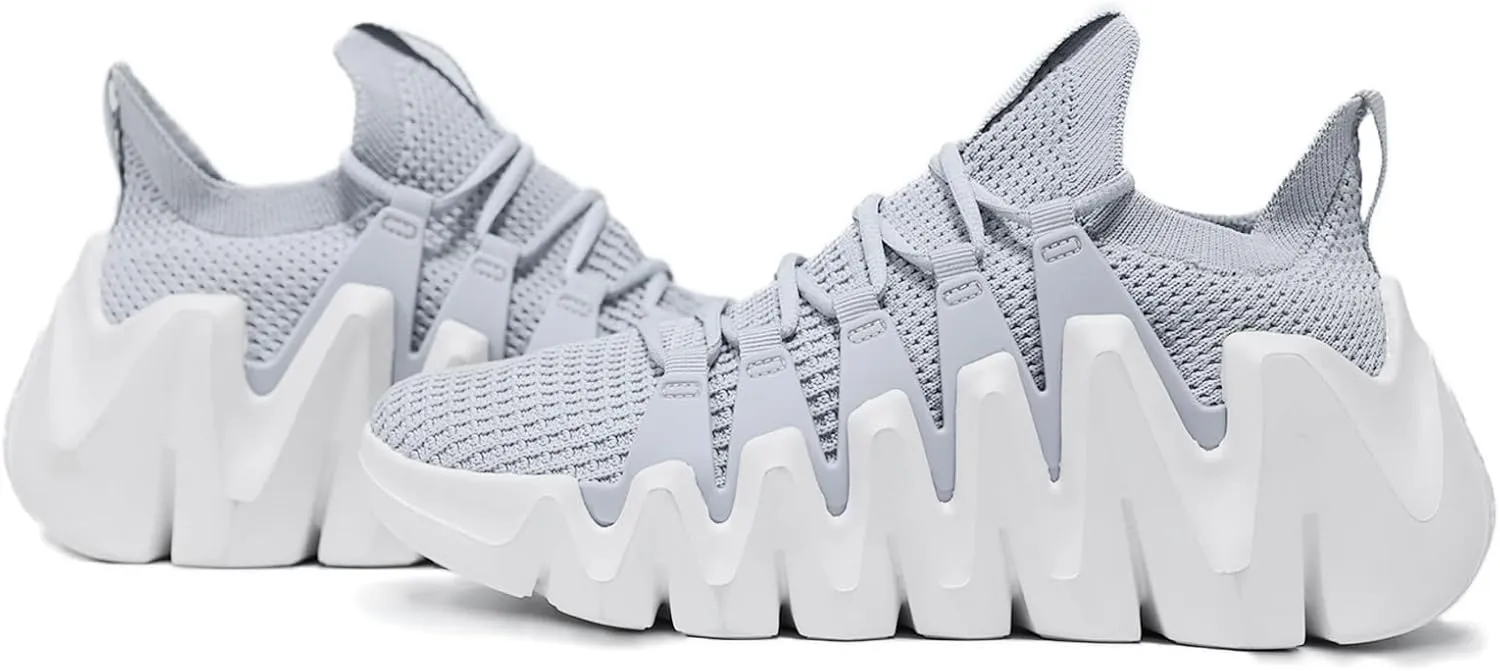 Men's Lightweight Walking Sneakers - Breathable Cushioning Gym Shoes Slip-Resistant Athletic Shoes for Running