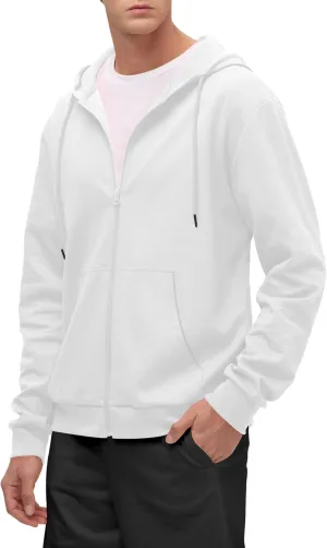 Men's Lightweight Zip Up Hoodie Long Sleeve Sweatshirt Athletic Slim Fit Basic Jacket with Pockets(Regular & Tall)