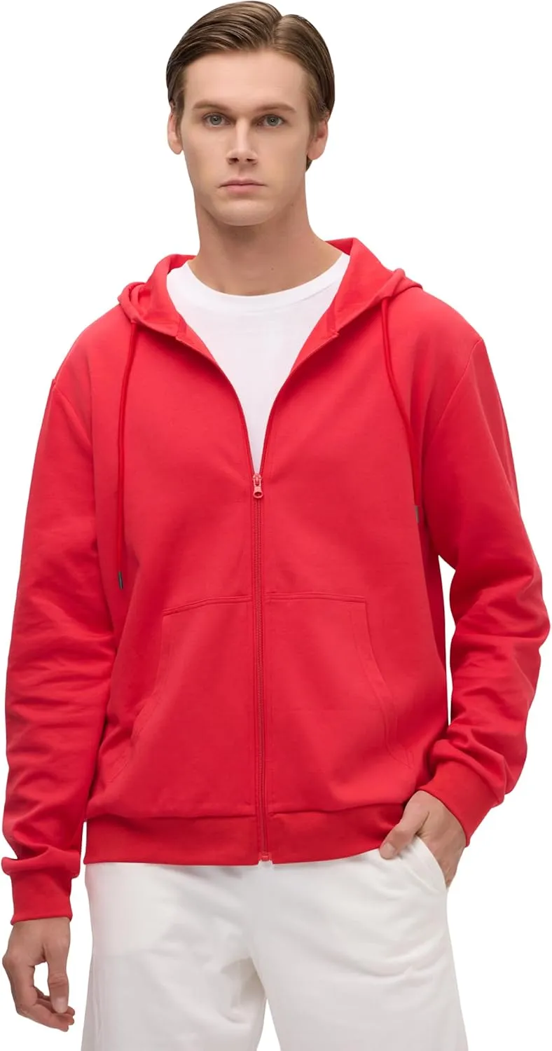 Men's Lightweight Zip Up Hoodie Long Sleeve Sweatshirt Athletic Slim Fit Basic Jacket with Pockets(Regular & Tall)