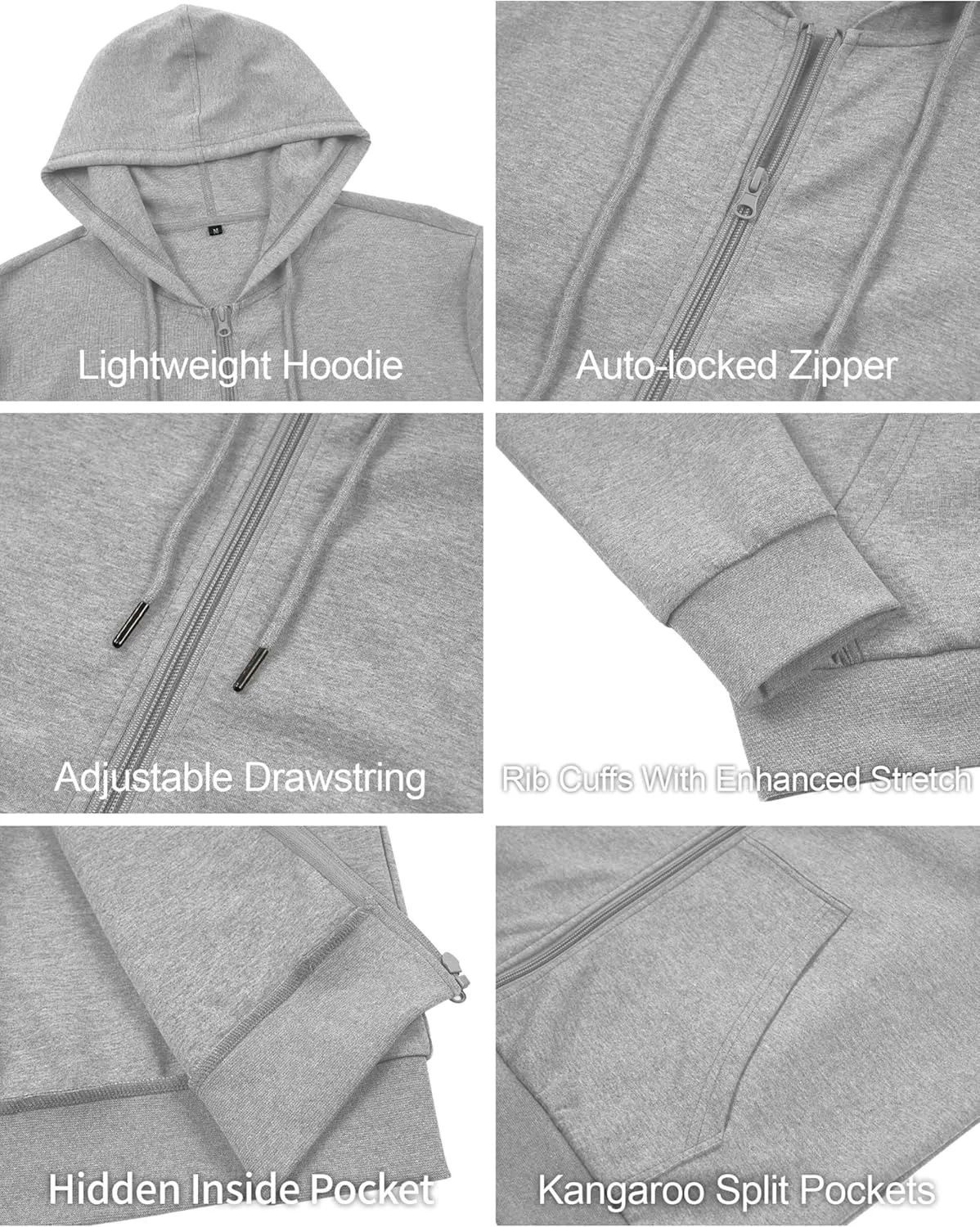 Men's Lightweight Zip Up Hoodie Long Sleeve Sweatshirt Athletic Slim Fit Basic Jacket with Pockets(Regular & Tall)