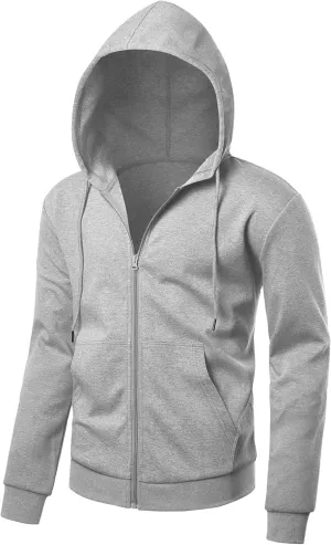 Men's Lightweight Zip Up Hoodie Long Sleeve Sweatshirt Athletic Slim Fit Basic Jacket with Pockets(Regular & Tall)