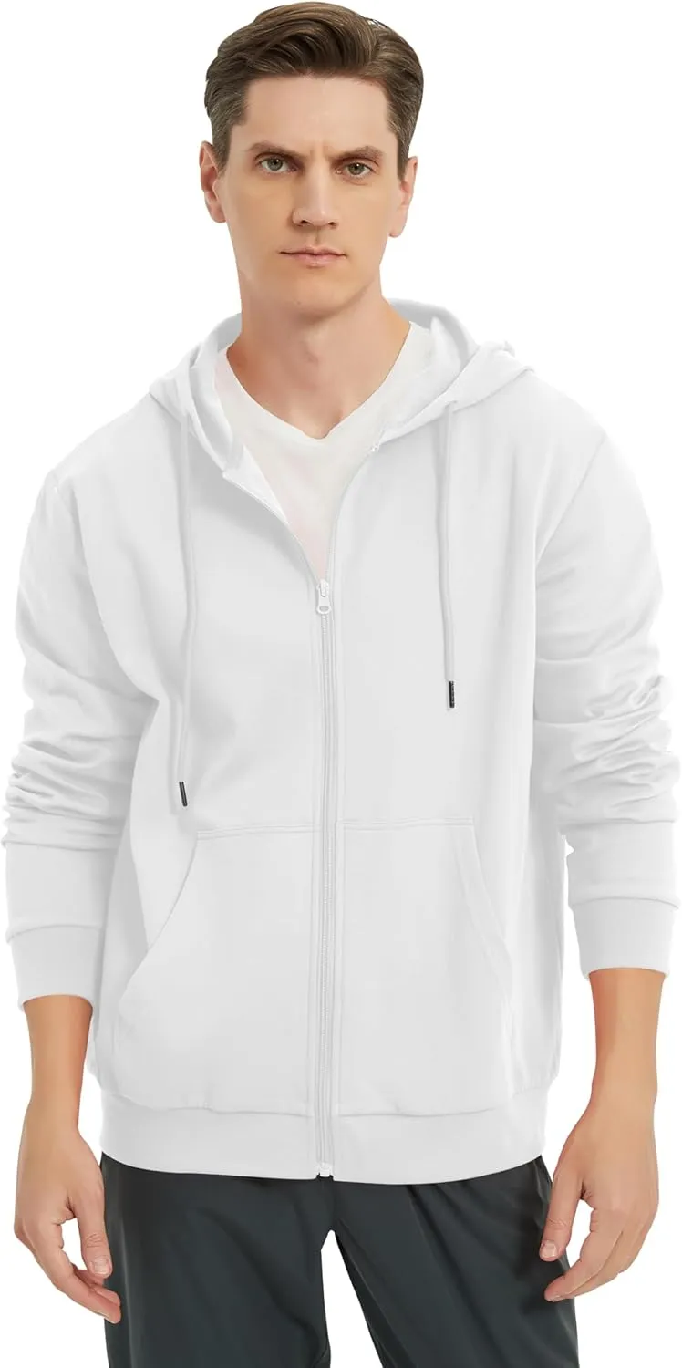 Men's Lightweight Zip Up Hoodie Long Sleeve Sweatshirt Athletic Slim Fit Basic Jacket with Pockets(Regular & Tall)