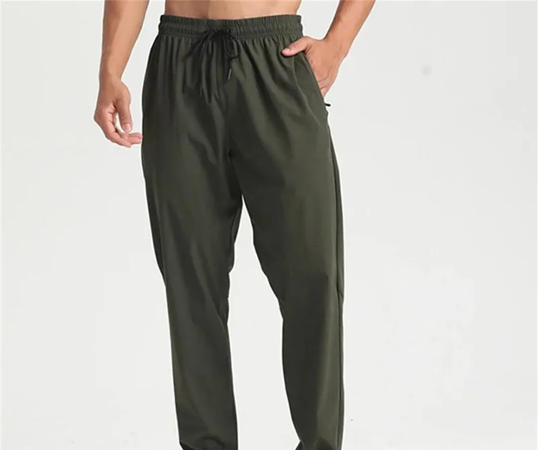 Men's Loose Fit Quick-Dry Jogging Pants with Elastic Waist Full-Length Gym Running Training Trousers