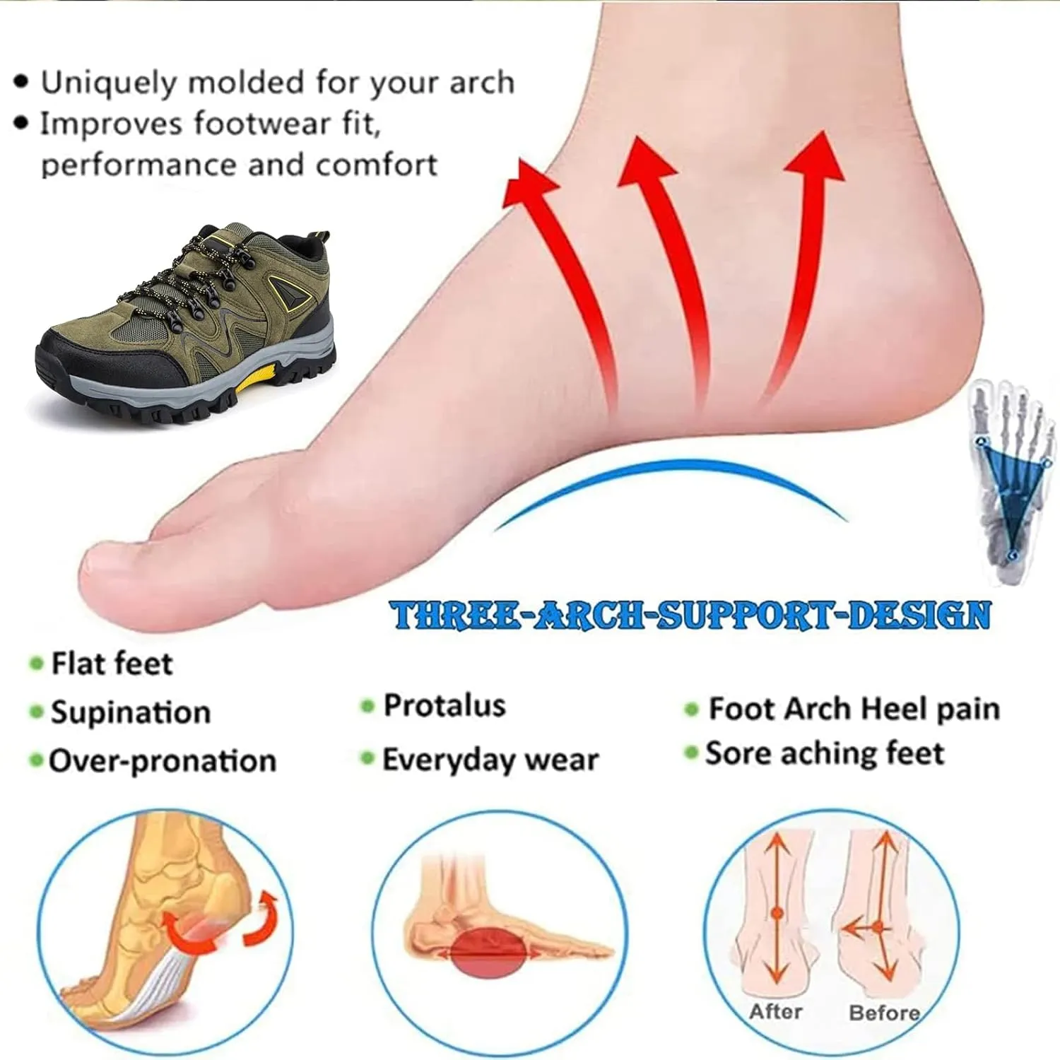 Men's Outdoor Lightweight Breathable Orthopedic Hiking Shoes Comfortable Trekking Work Shoes for All Season