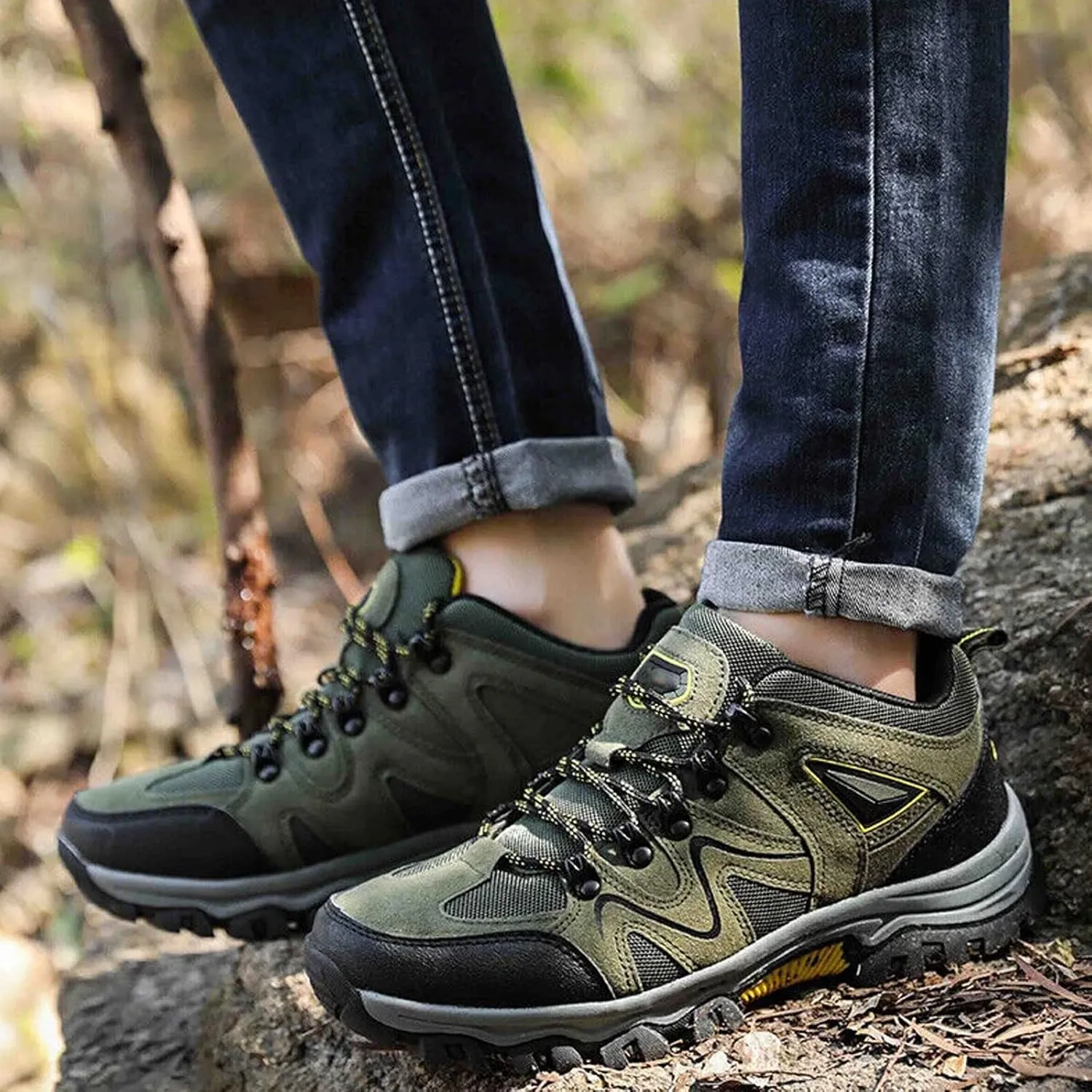 Men's Outdoor Lightweight Breathable Orthopedic Hiking Shoes Comfortable Trekking Work Shoes for All Season