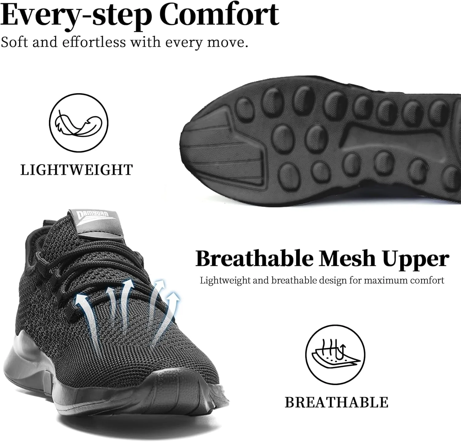 Mens Running Shoes Women Slip On Tennis Walking Sneakers Athletic Breathable Non Slip Gym Casual Lightweight Workout Sport Unisex Shoe