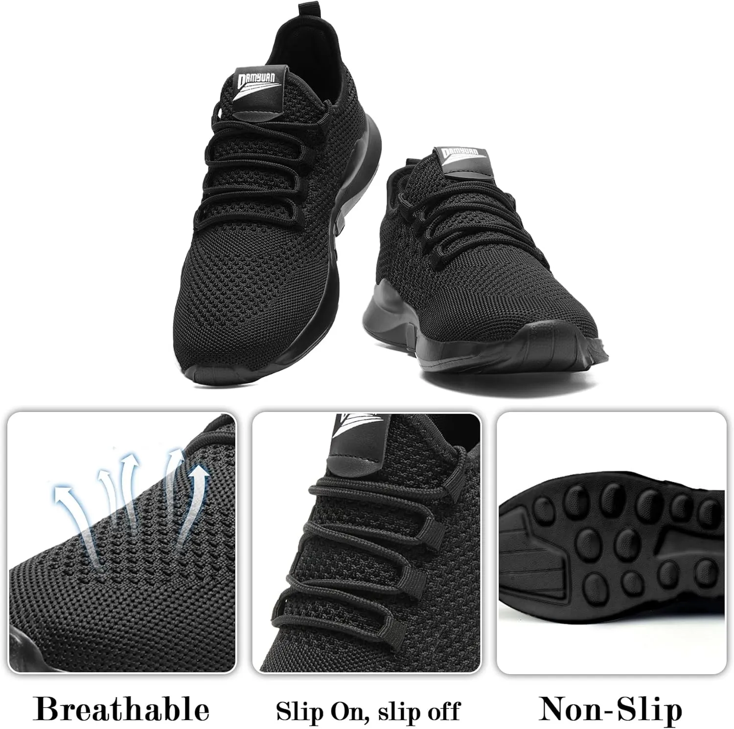 Mens Running Shoes Women Slip On Tennis Walking Sneakers Athletic Breathable Non Slip Gym Casual Lightweight Workout Sport Unisex Shoe