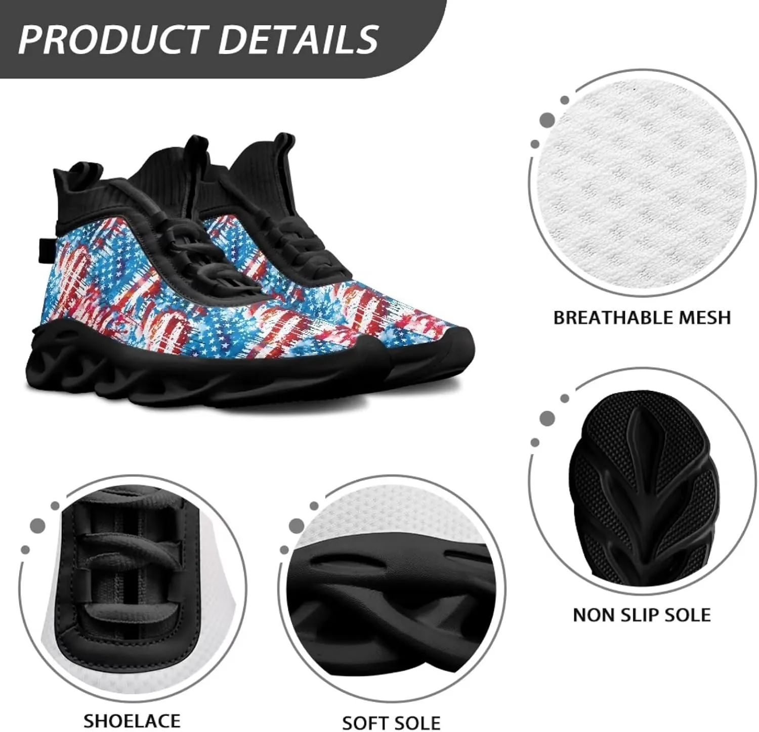 Men's Shoes High Top Blade Shoes Non Slip Athletic Sneakers for Running, Fitness