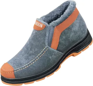 Men's Suede Ankle Boots Classic Slip On Furry Boots Fleece Lined Warm Winter Boots Non Slip Men's Insulated Rain Boots