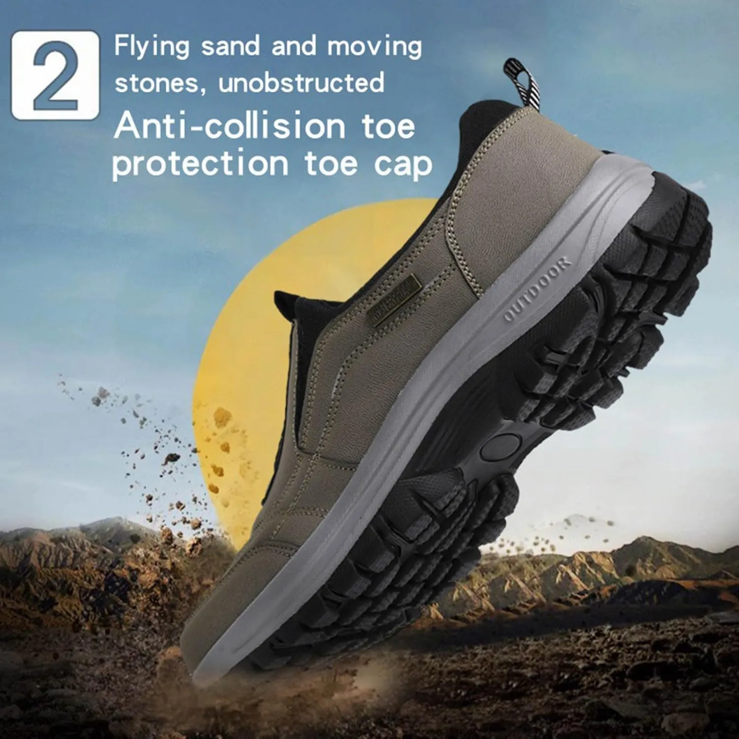Men's Walking Shoes Waterproof Hiking Shoes Slip on Orthopedic Sneakers Outdoor Non Slip Shoes Casual Trail Shoes