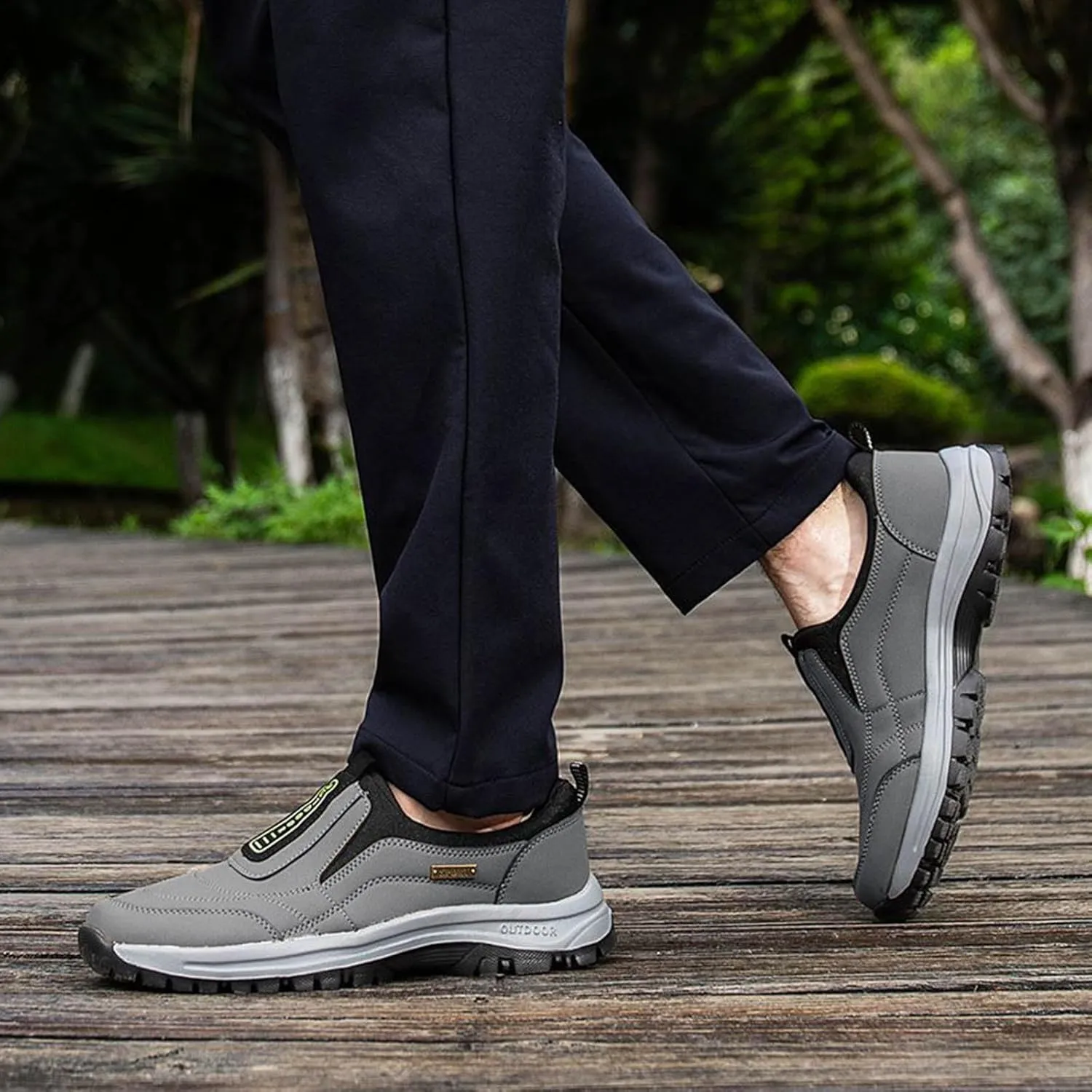 Men's Walking Shoes Waterproof Hiking Shoes Slip on Orthopedic Sneakers Outdoor Non Slip Shoes Casual Trail Shoes
