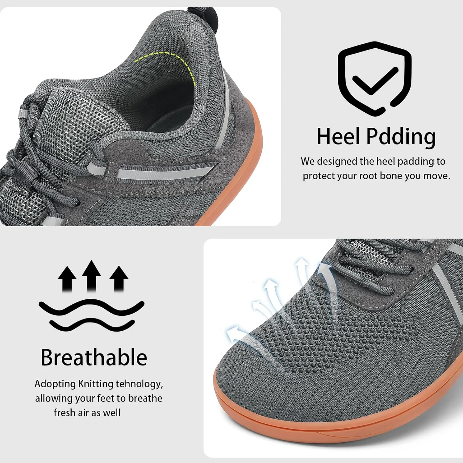 Men's Wide Toe Barefoot Shoes Minimalist Zero Drop Walking Shoes Non Slip Comfortable Outdoor Tennis Shoes Width Cross Training Sneakers