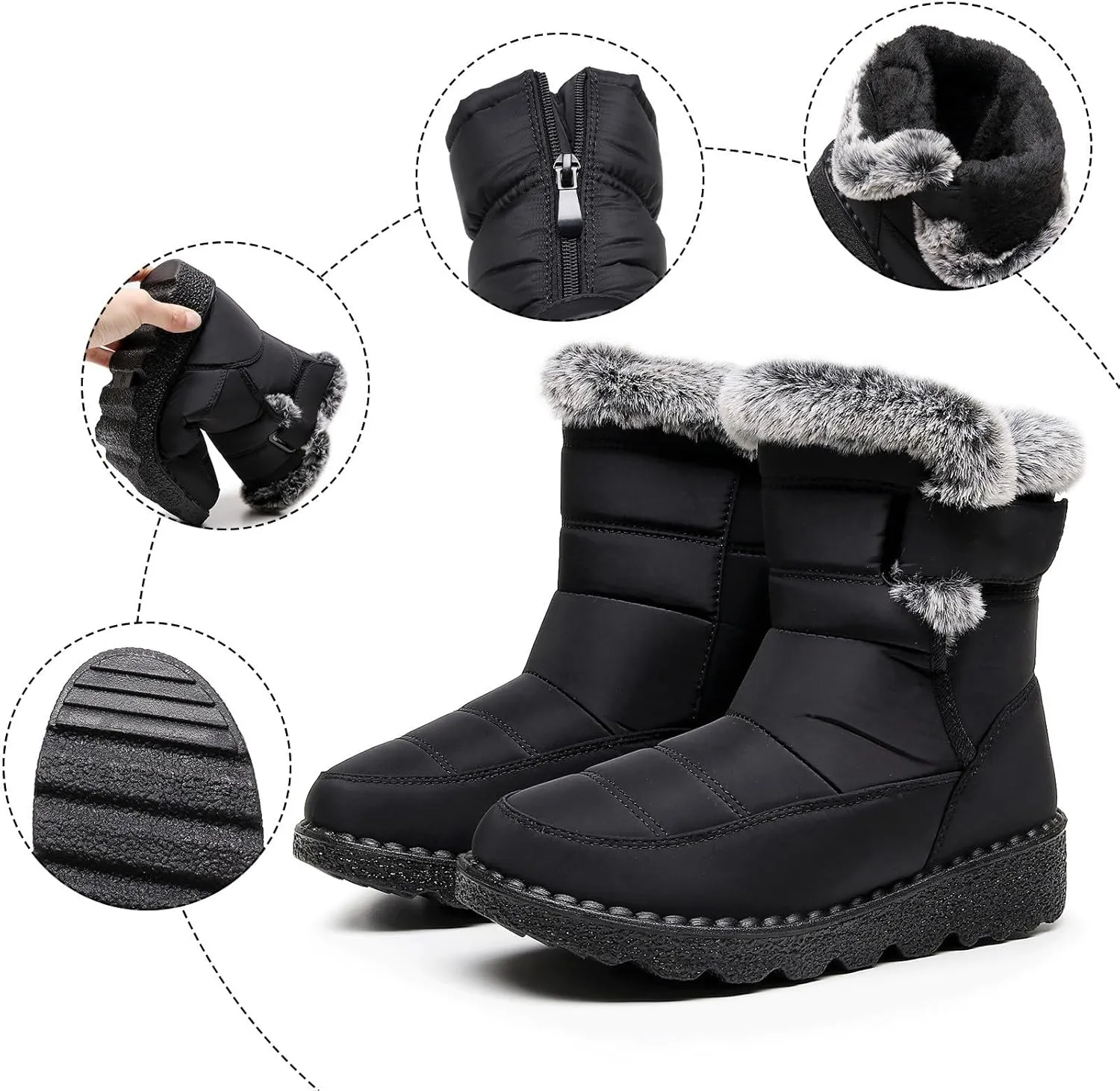 Men's Women's Snow Boots Winter Boots for Women Men Platform Fashion Sneakers Anti-Slip Waterproof Outdoor Shoes Warm Fur Lined Ankle Booties Comfortable Shoes for Women Cozy Insulated Short Boots