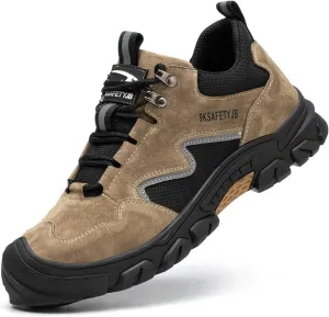 Micoklinlin Steel Toe Shoes for Men Pigskin Welding Shoes Lightweight Safety Sneakers for Work Puncture Proof Hiking Shoes