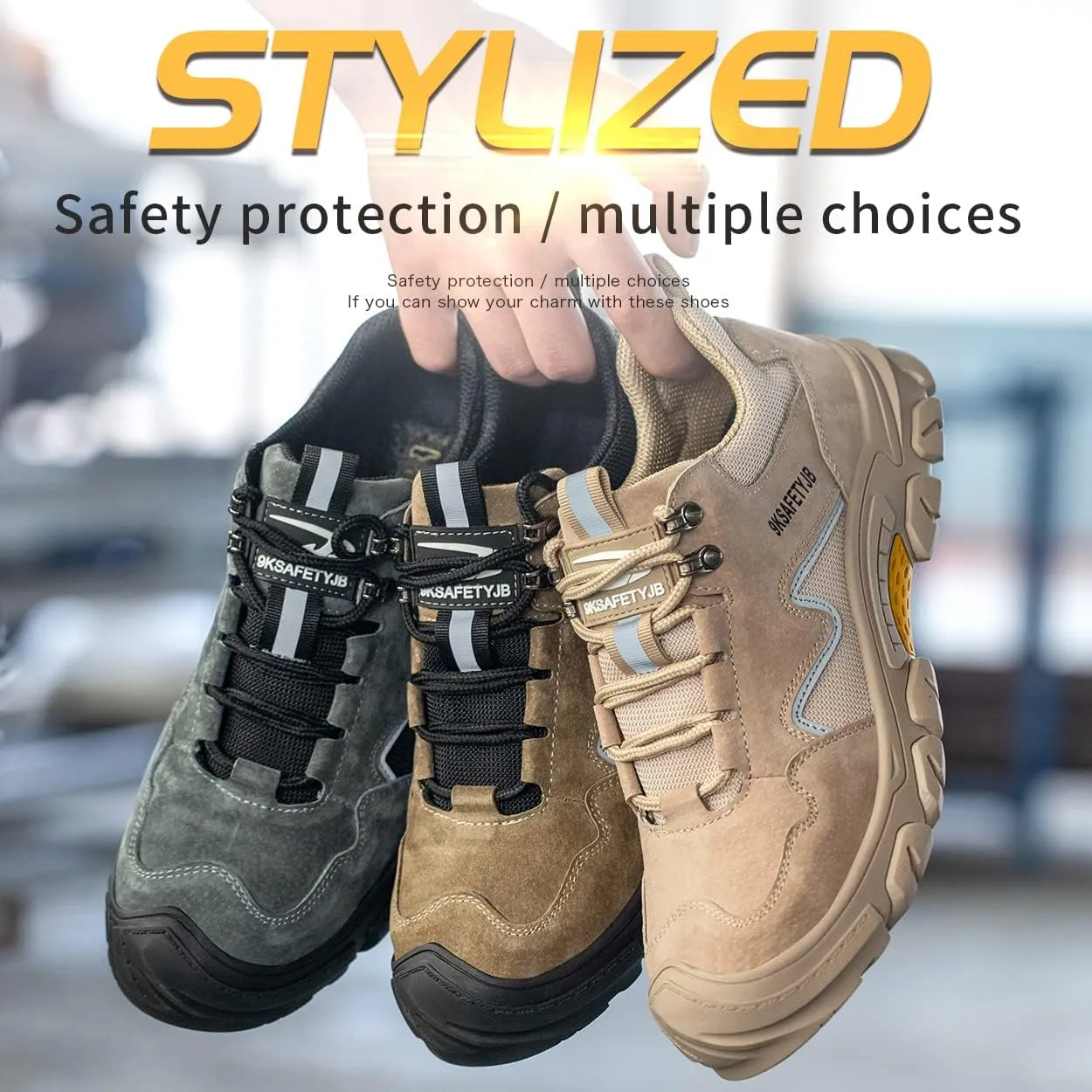 Micoklinlin Steel Toe Shoes for Men Pigskin Welding Shoes Lightweight Safety Sneakers for Work Puncture Proof Hiking Shoes