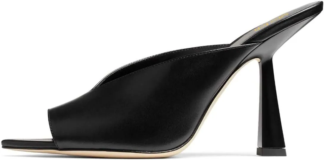 miss left Women Elegant Peep Toe Cutout Mules Slip On High Heel Slide Sandals Dressy Daily Outdoor Leisure Shoes Size 4-16 US