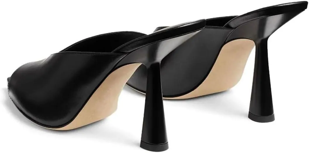 miss left Women Elegant Peep Toe Cutout Mules Slip On High Heel Slide Sandals Dressy Daily Outdoor Leisure Shoes Size 4-16 US