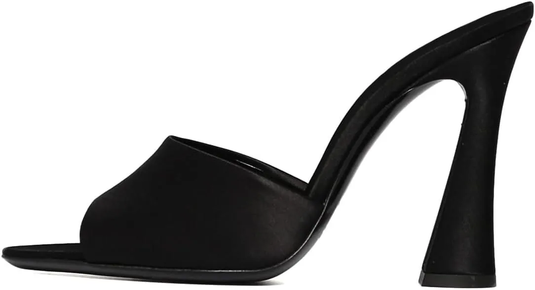 miss left Women Elegant Pointy Toe High Heeled Mules Slip On Chunky Heel Slide Sandals Versatile Daily Outdoor Shoes Size 4-16 US