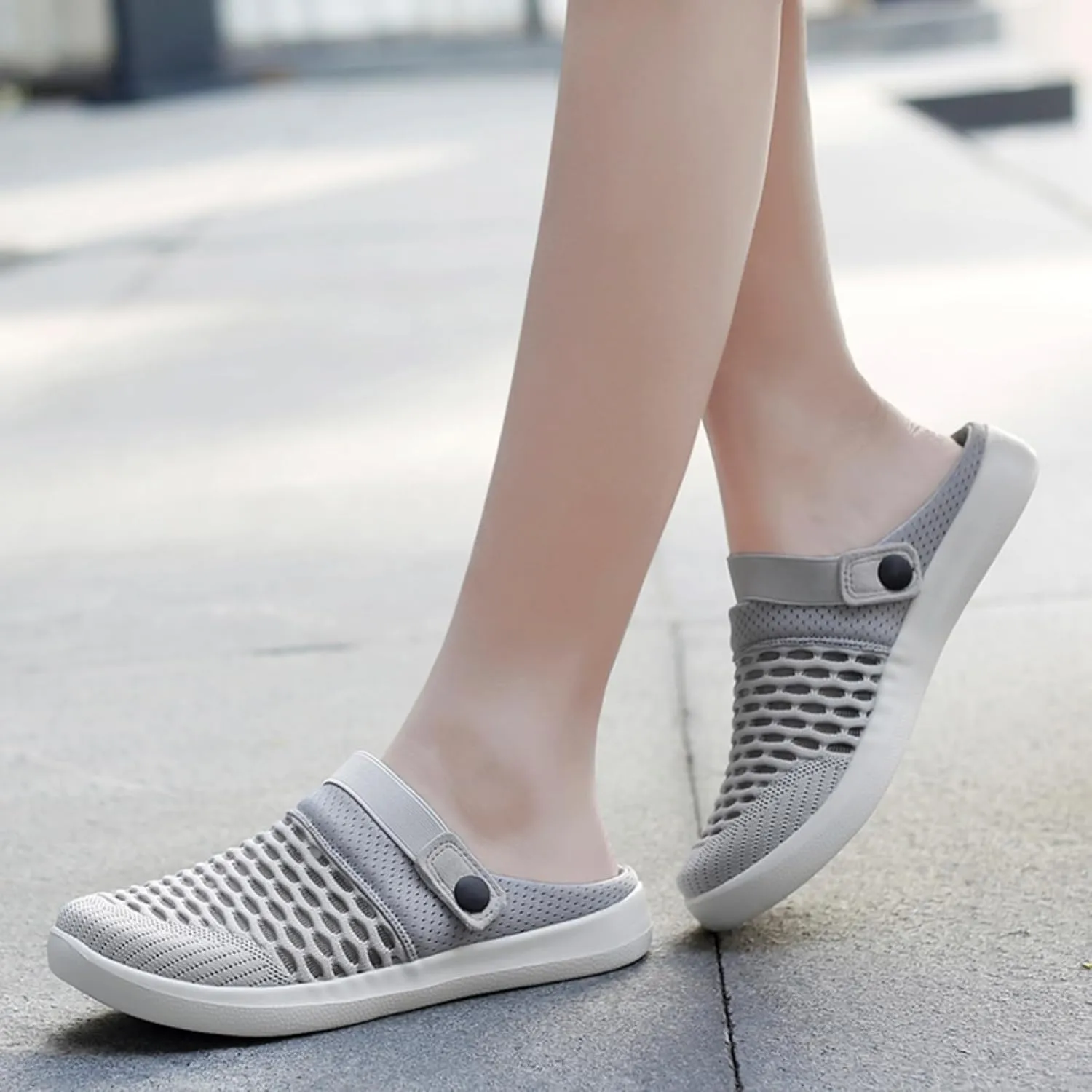 Mmoneyake Mules Clogs for Women Unisex Garden Clogs Shoes Breathable Summer Orthotic Walking Slippers Mesh Slippers Non-Slip Outdoor Beach Sandals Quick Drying Sandals Open Back Slip On Shoes