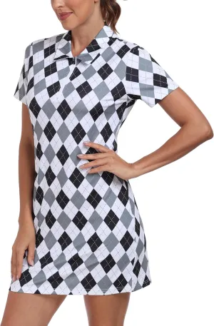 MoFiz Women's Golf Tennis Dress Sports Polo Dress Short Sleeve Quick Dry Casual Workwear Button