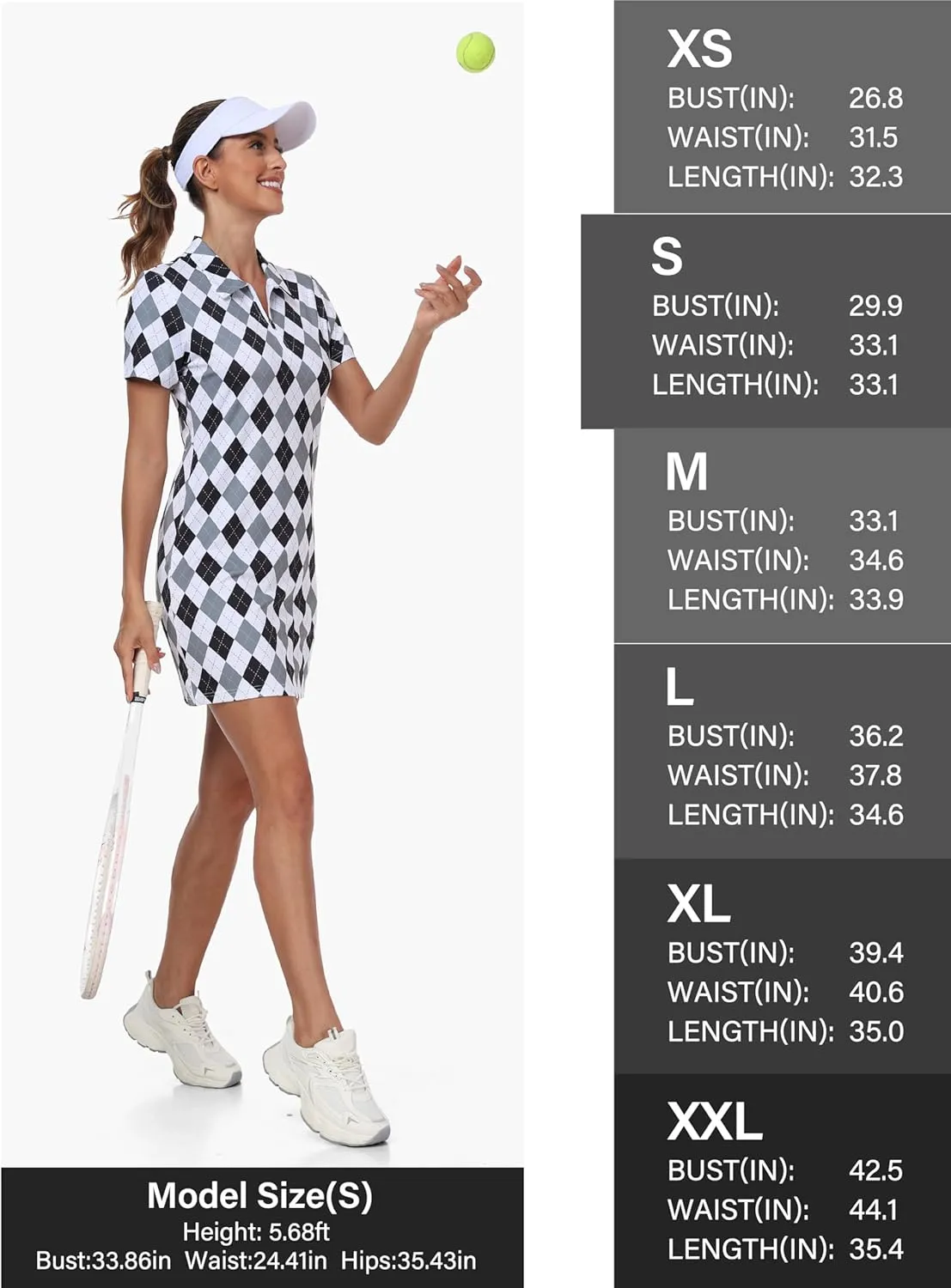 MoFiz Women's Golf Tennis Dress Sports Polo Dress Short Sleeve Quick Dry Casual Workwear Button