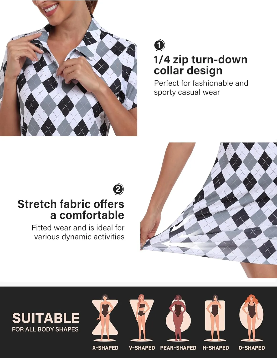 MoFiz Women's Golf Tennis Dress Sports Polo Dress Short Sleeve Quick Dry Casual Workwear Button