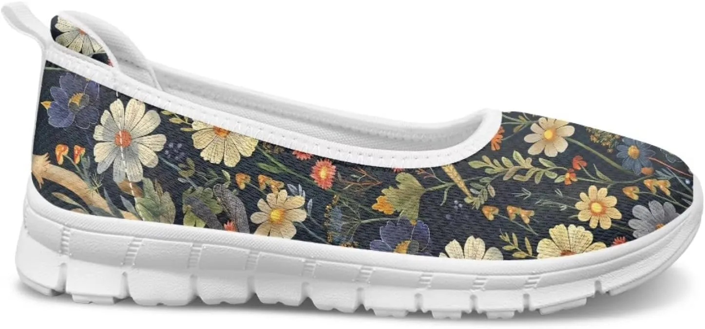 Natural Plant Womens Walking Shoes Slip On Shoes Sneakers Casual Athletic Running Lightweight Breathable