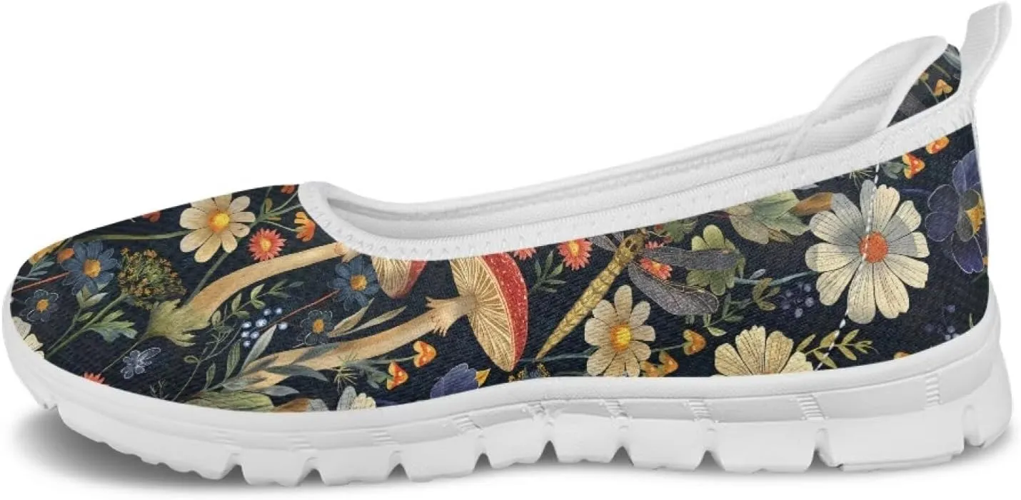 Natural Plant Womens Walking Shoes Slip On Shoes Sneakers Casual Athletic Running Lightweight Breathable