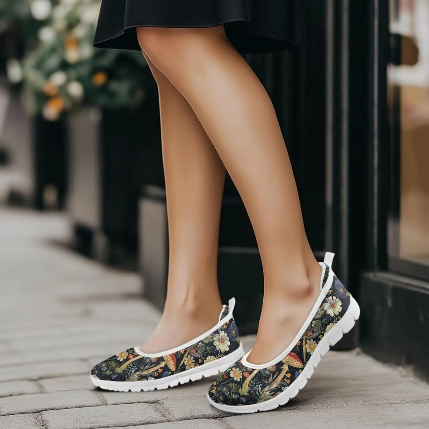 Natural Plant Womens Walking Shoes Slip On Shoes Sneakers Casual Athletic Running Lightweight Breathable