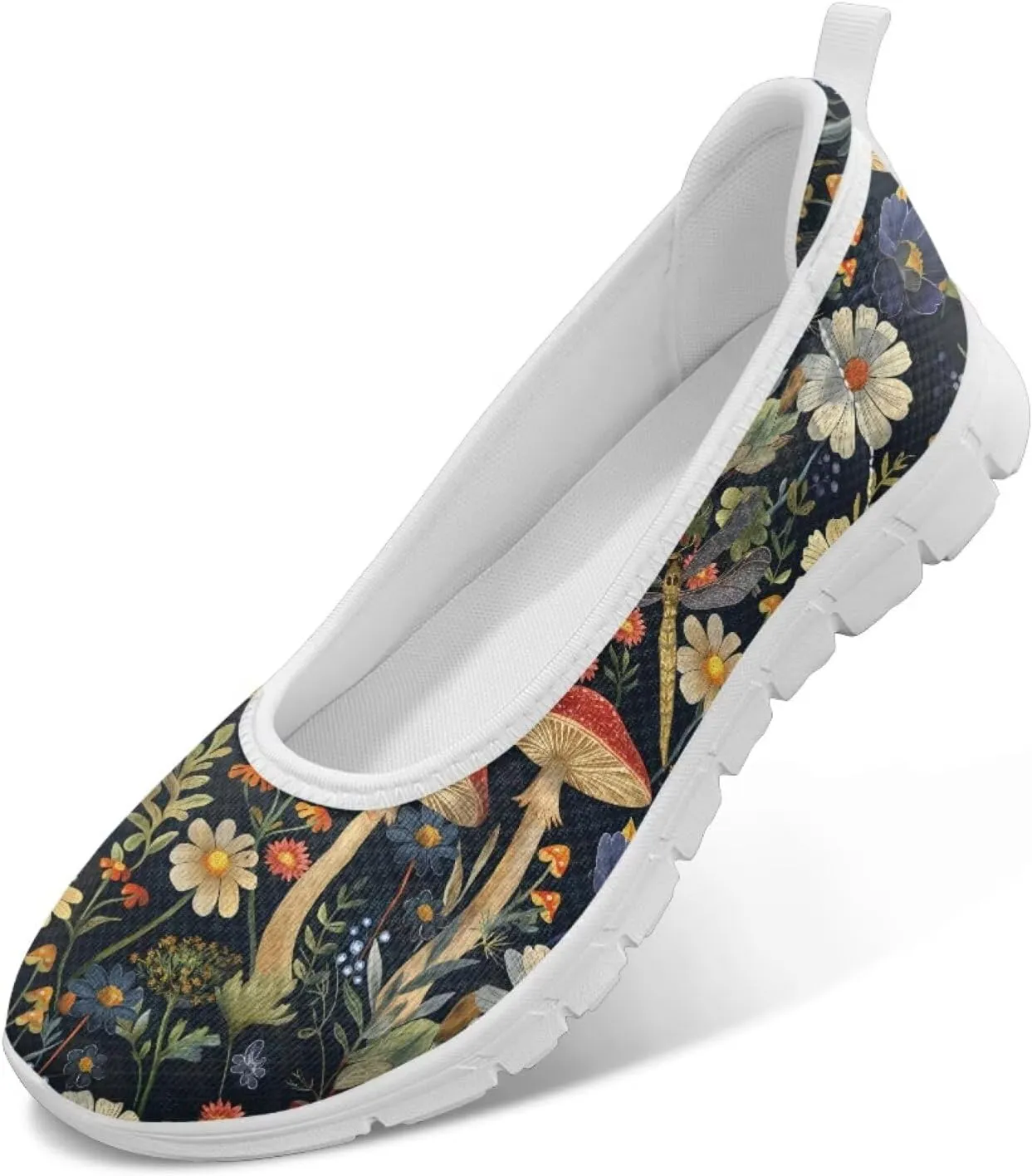 Natural Plant Womens Walking Shoes Slip On Shoes Sneakers Casual Athletic Running Lightweight Breathable