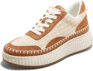 Natural Woven Lace Up Platform Sneakers for Women Low Top Stitching Classic Causal Shoes