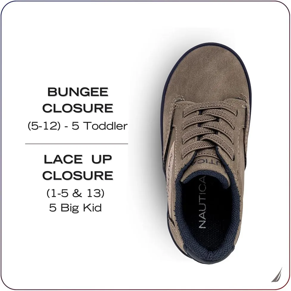 Nautica Boys Girls Casual Fashion Shoes – Comfortable Soccer Classic Walking Tennis Sneakers for Kids – Breathable, Lightweight & Flexible (Lace Up/Bungee) (Low-Top/High Top)