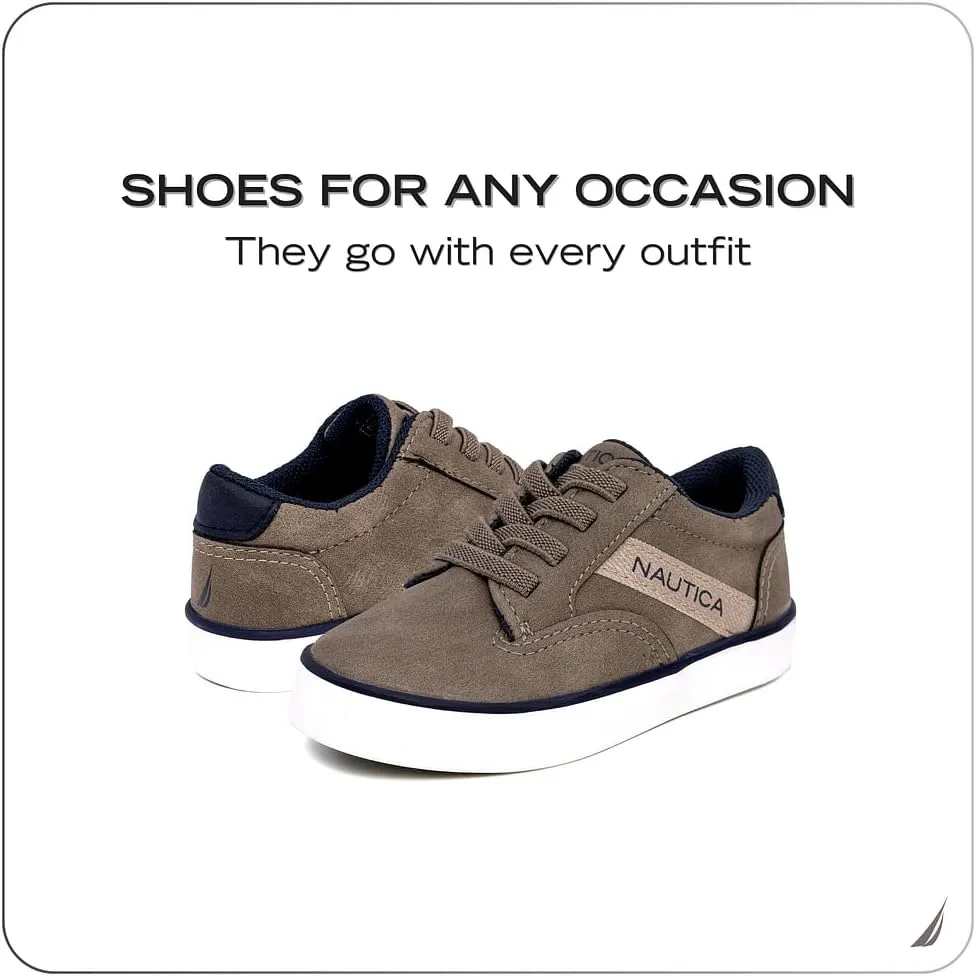 Nautica Boys Girls Casual Fashion Shoes – Comfortable Soccer Classic Walking Tennis Sneakers for Kids – Breathable, Lightweight & Flexible (Lace Up/Bungee) (Low-Top/High Top)
