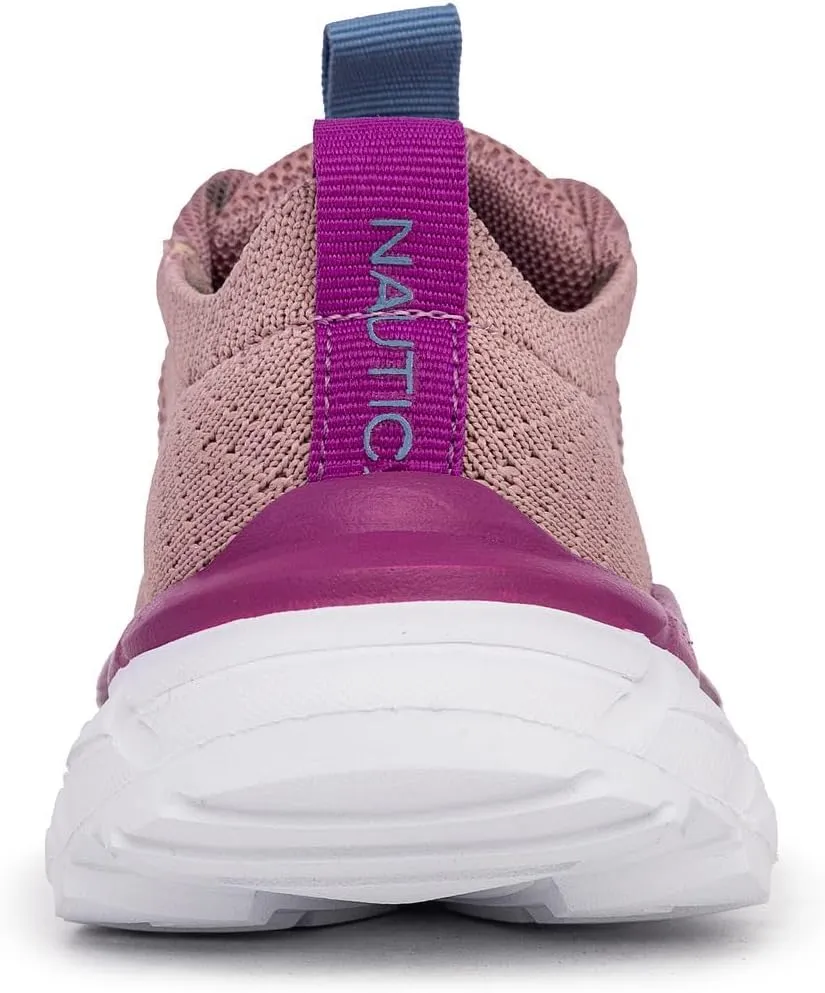 Nautica Girls Toddler Knit Slip-On Sneakers with Max Comfort Sole, Bungee Closure, Tennis Running Shoes for School and Play (Toddler/Little Kid)