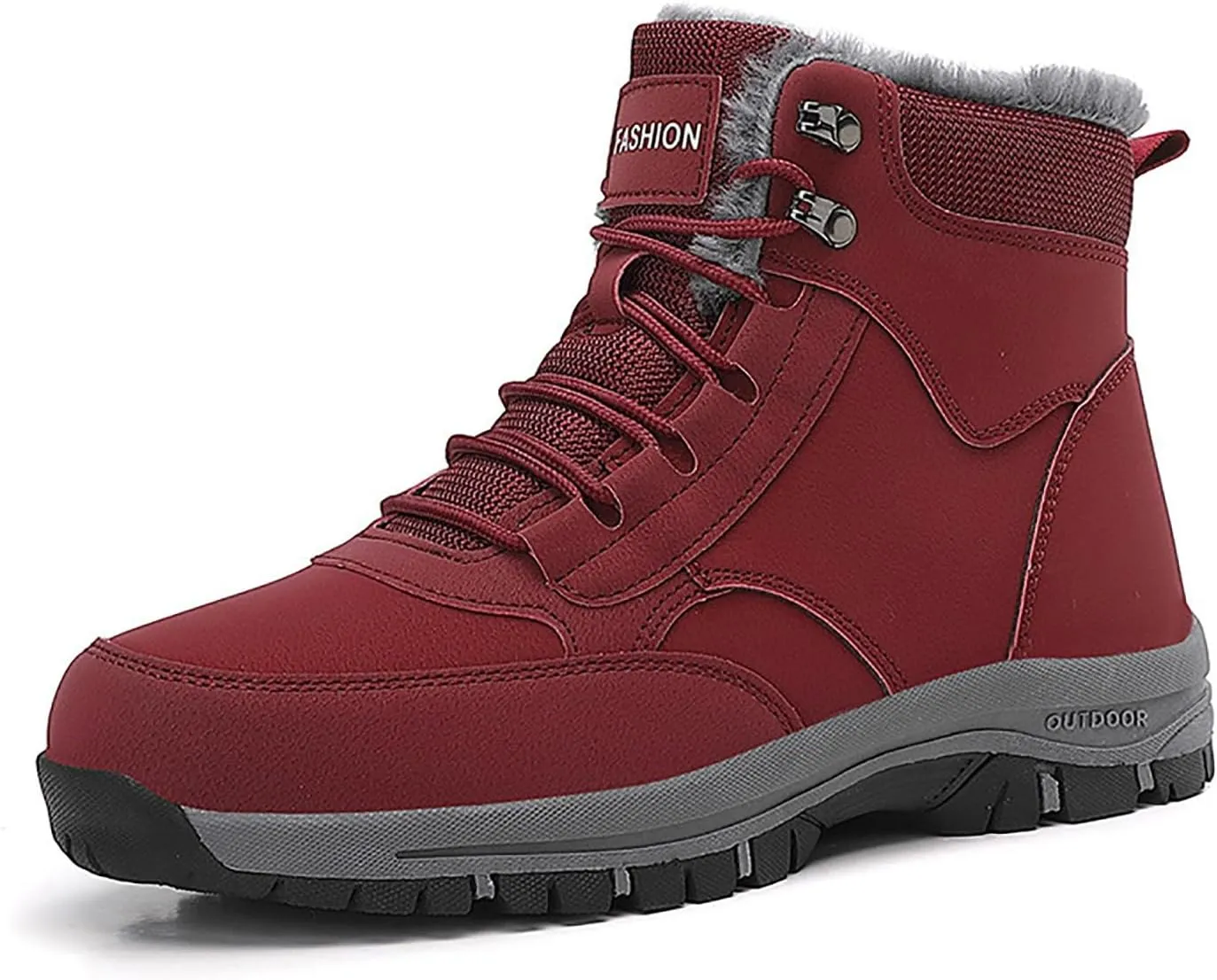 Non Slip Snow Boots for Men Fleece Lined Warm Ankle Boots Lace Up Cold Proof Winter Boots Insulated Rain Boots for Men