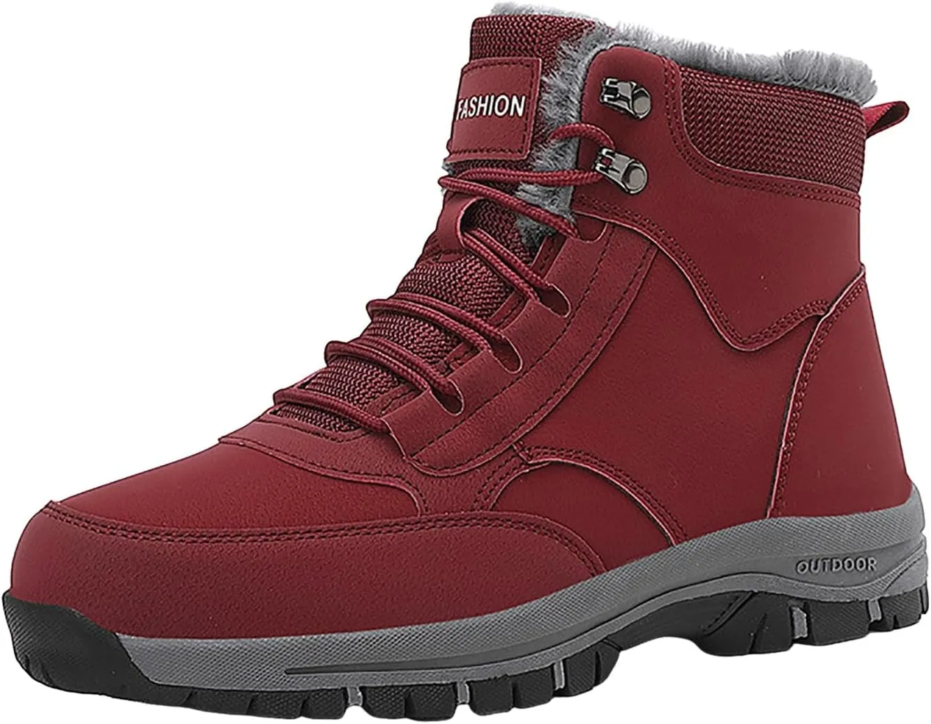 Non Slip Snow Boots for Men Fleece Lined Warm Ankle Boots Lace Up Cold Proof Winter Boots Insulated Rain Boots for Men