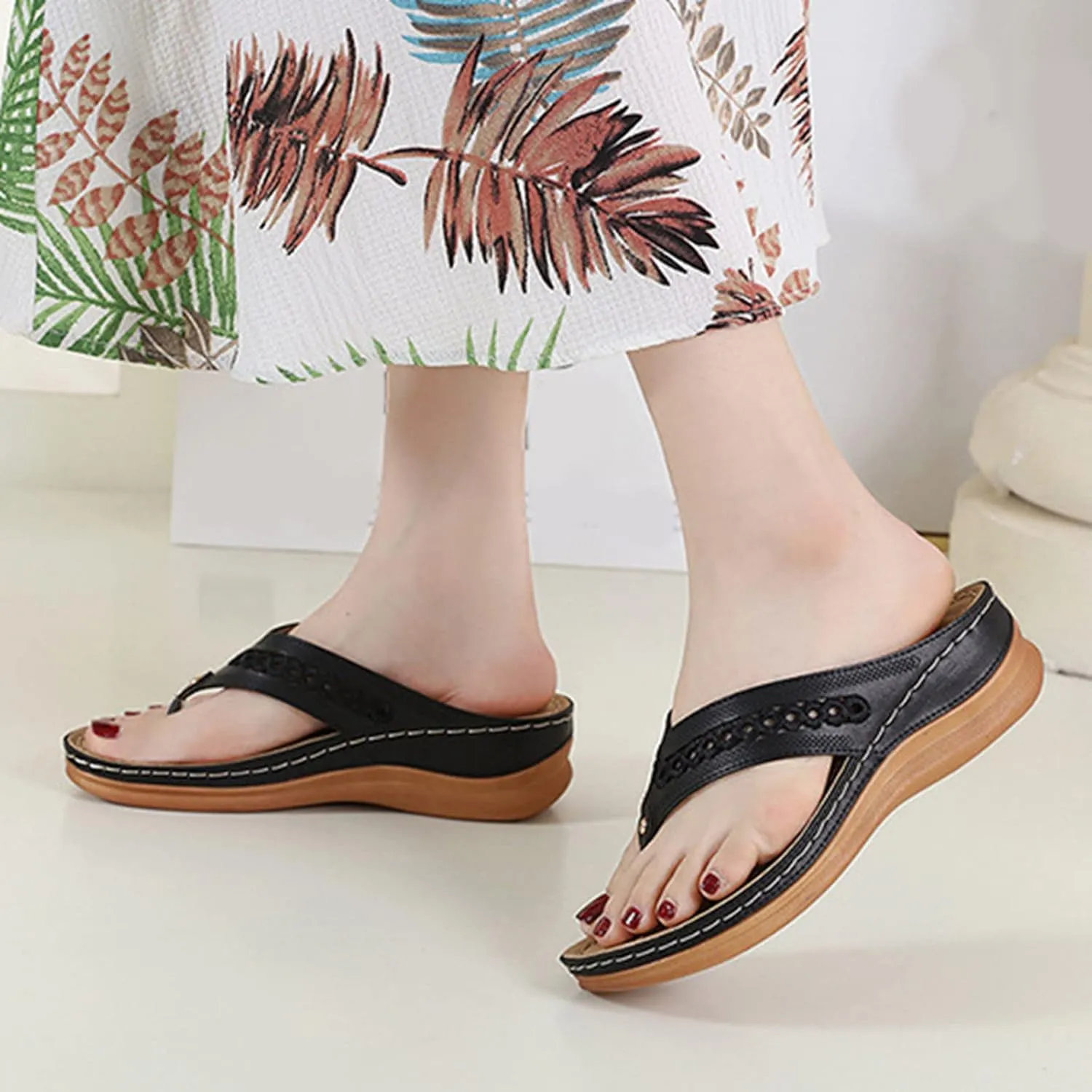 Ortho Walking Sandals for Elderly Women Shoes for Women Extra Wide Orthopedic Arch Support Shoes for Women Dressy Sandals Women Wide Feet Strappy Black Heels Everyday Sandals for Women