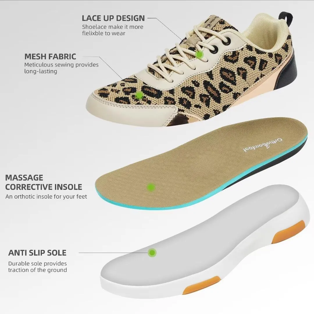 OrthoComfoot Women's Orthopedic Walking Shoes with Arch Support: Comfortable Fashion Sneakers for Plantar Fasciitis, Casual Orthotic Sneakers for Heel and Foot Pain Relief