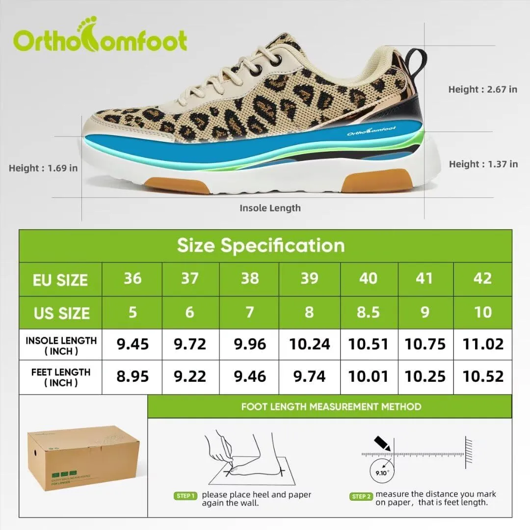 OrthoComfoot Women's Orthopedic Walking Shoes with Arch Support: Comfortable Fashion Sneakers for Plantar Fasciitis, Casual Orthotic Sneakers for Heel and Foot Pain Relief