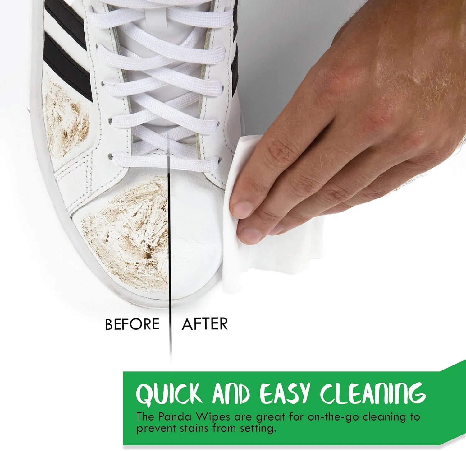 Panda Shoe Wipes. Removes Dirt, Grime, Dust, etc! Clean Sneakers Quick Wipes for Sneakers.